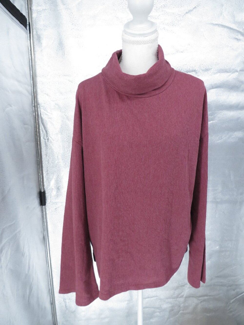 Wonderly Cowl Neck Knit Sweater Red Burgundy XL NWT Long Sleeve Casual Pullover